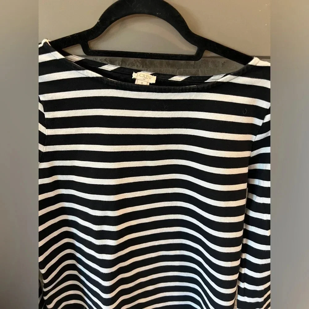 J Crew Black/White striped shirt with nylon‎ accent cuffs